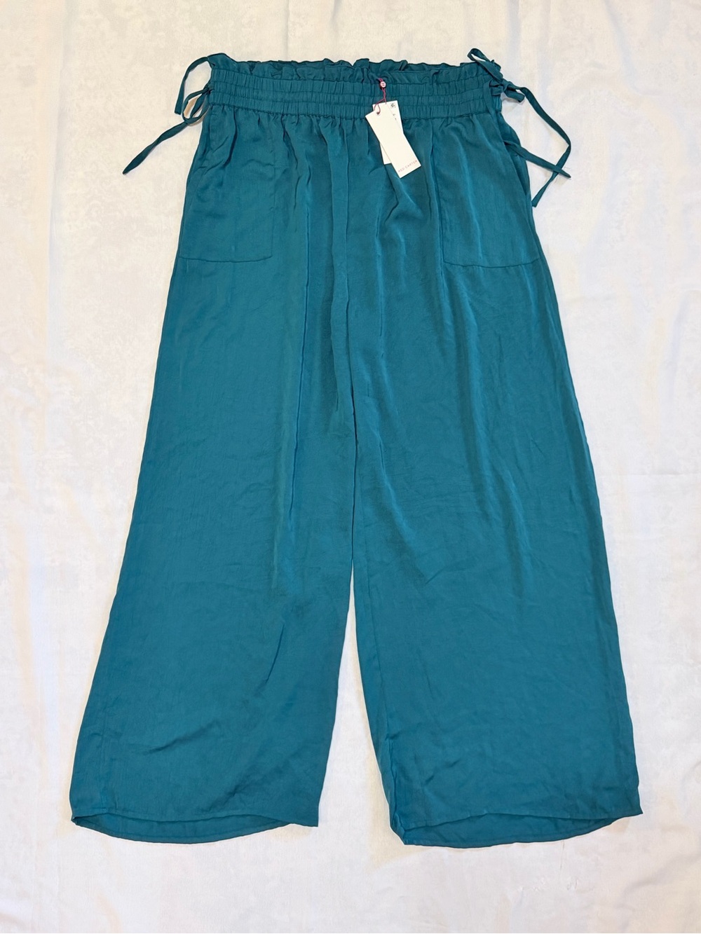 Red Carter Shirred Elastic Waist Wide Leg Pants XL Lounge Cover Up All Day NWT